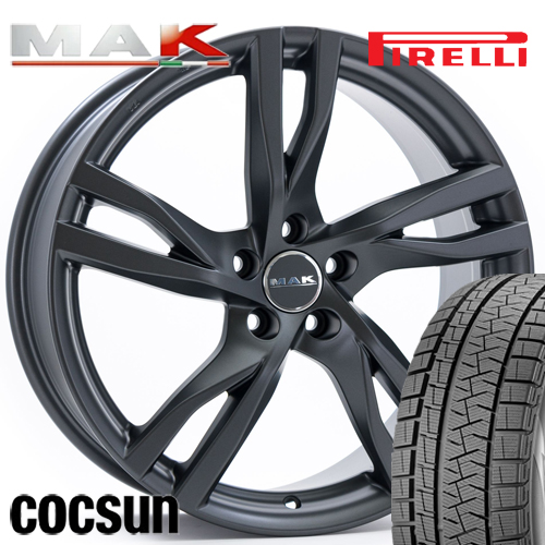 ボルボV70 BB型 スタッドレス 16インチ ピレリ ウィンターアイスゼロアシンメトリコ  205/60R16 ストックホルム マットチタン 4本セット