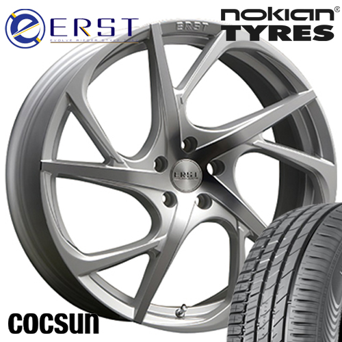 ボルボV90 PB/PD型 サマータイヤ ノキアン ハッカブラック2 245/45ZR18 ERST VS5-R シルバー 18インチ インセット40 4本セット